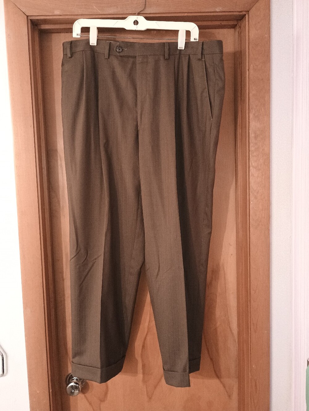Ralph Lauren Olive Men's Classic Pinstripe Pants 38 in Waist Poly Viscose